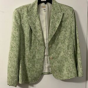 Talbots green/ White blazer Size 8 2 button